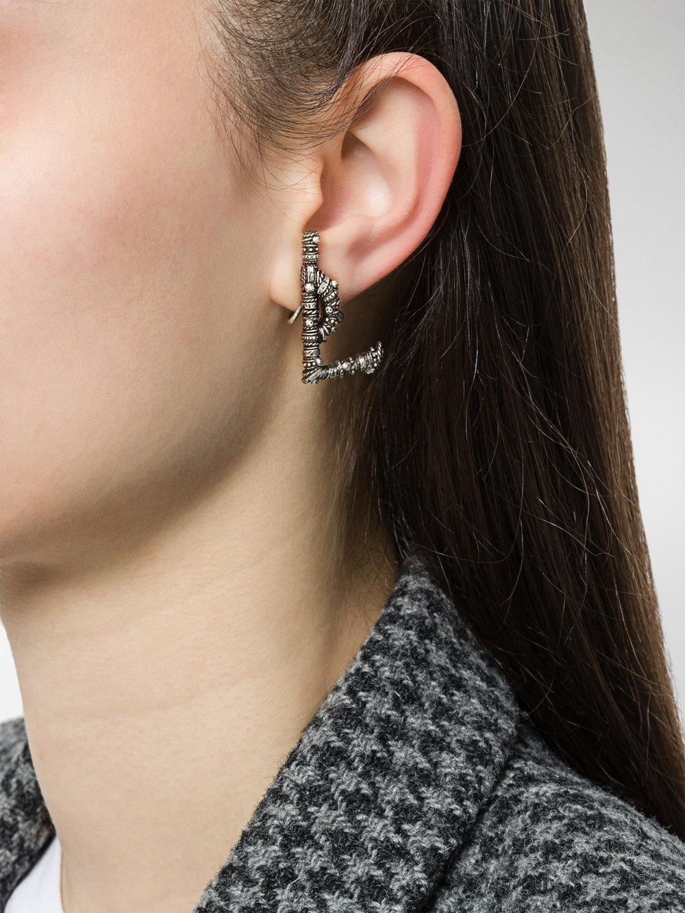 Saint Laurent Ysl Logo Clip Earrings in Silver (Metallic) | Lyst