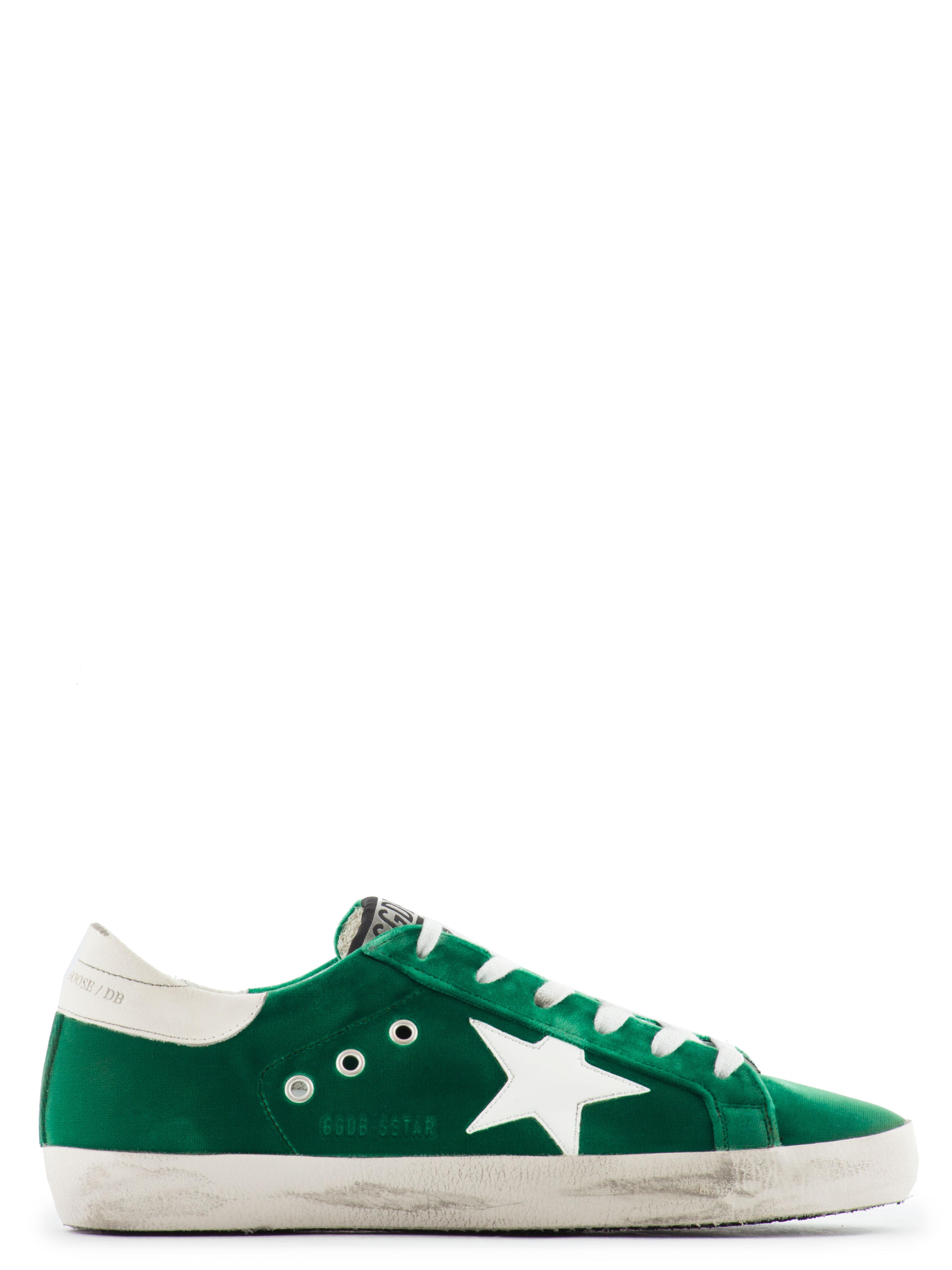 Golden Goose 'superstar' Velvet Sneakers in Green | Lyst
