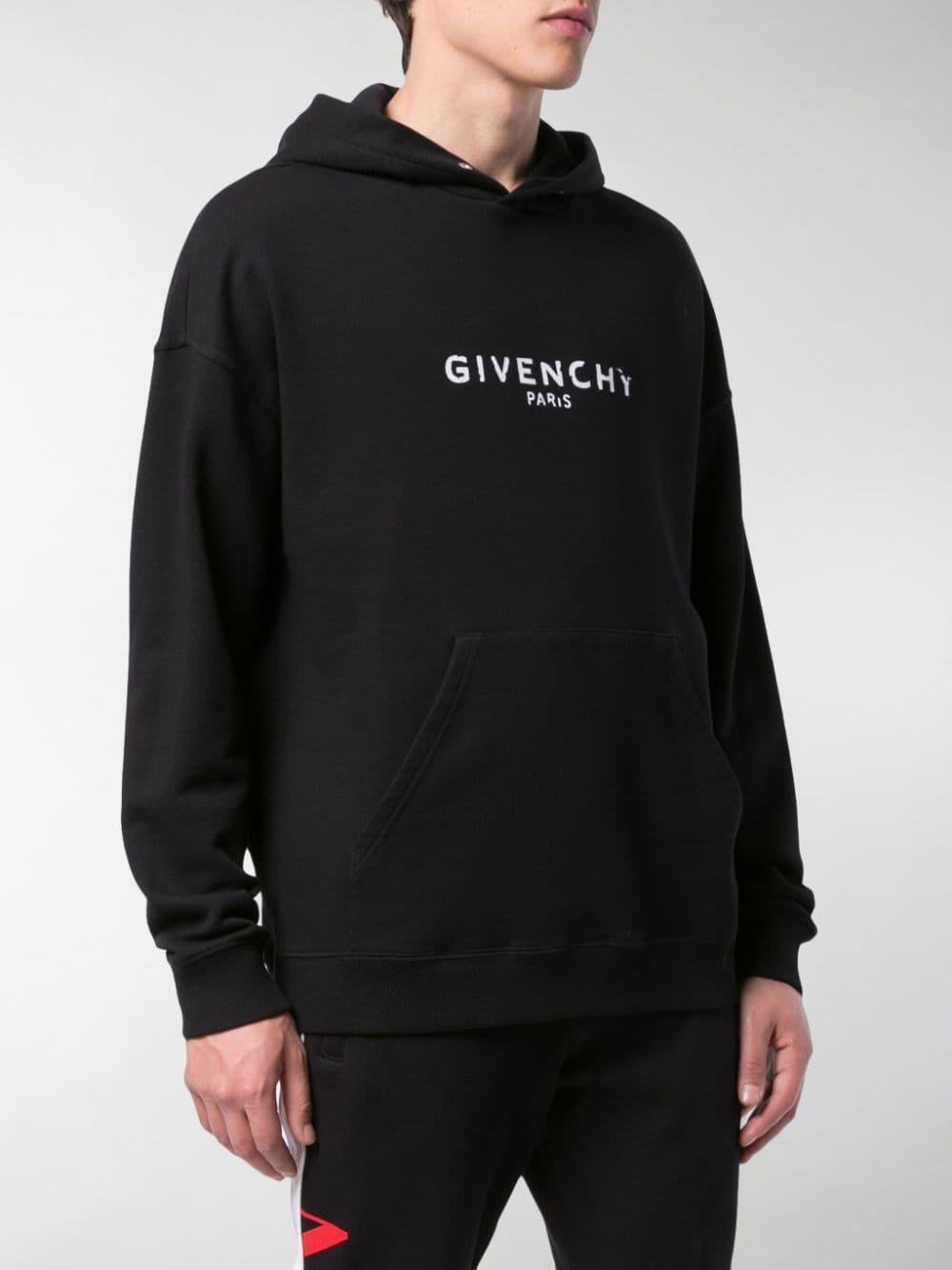 Givenchy Cotton Blurred Paris Hoodie in Black for Men - Lyst