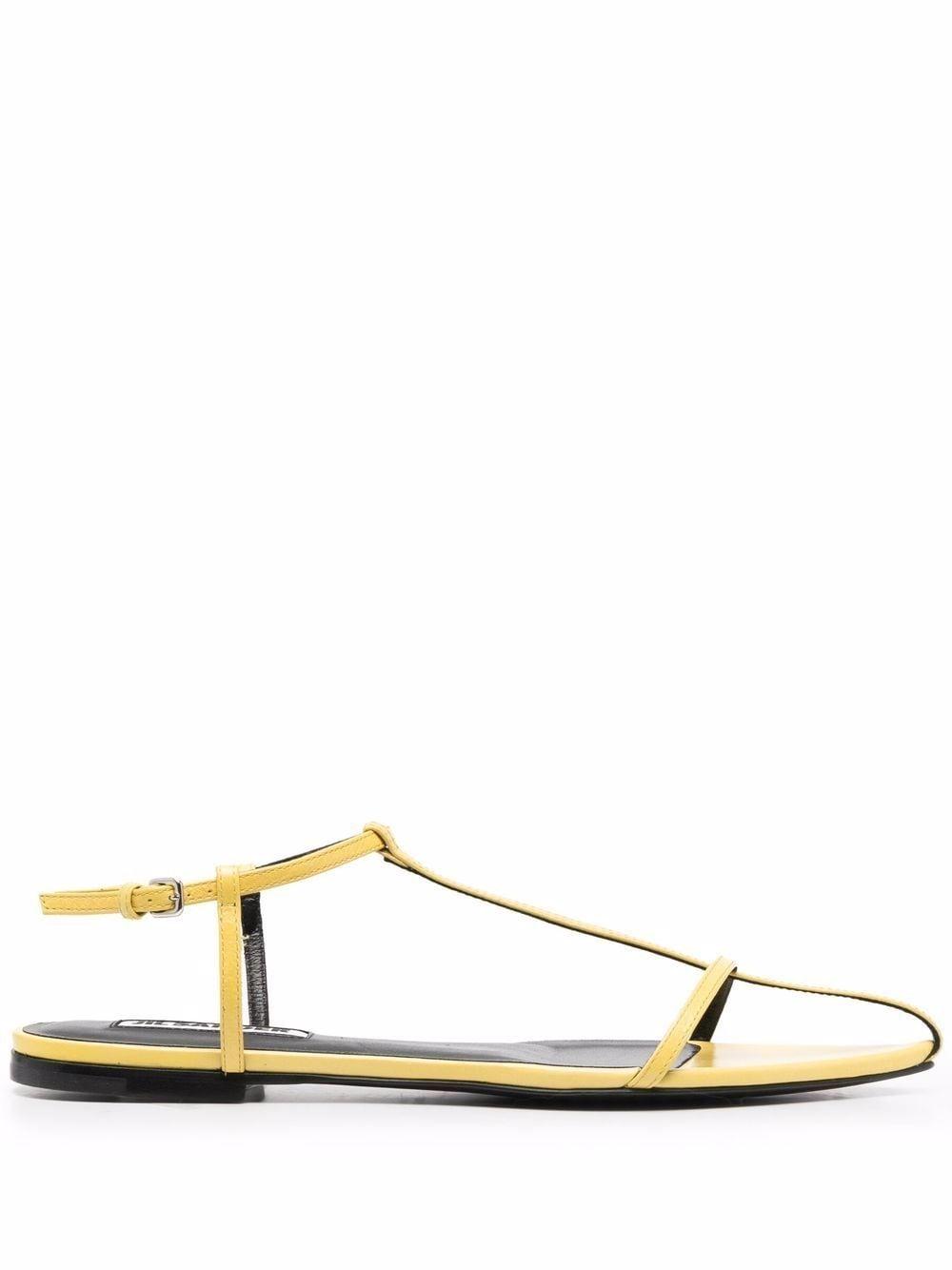 Jil Sander Strap-detail Round-toe Sandals in Yellow | Lyst