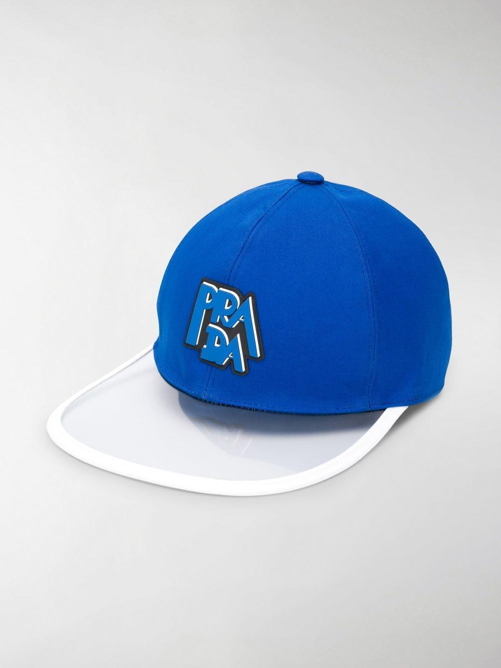 Prada Synthetic Transparent Brim Logo Cap in Blue - Lyst