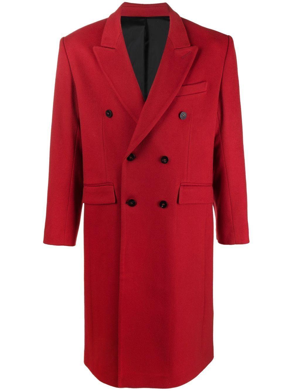 Ernest W. Baker Double-breasted Mid-length Coat in Red for Men | Lyst
