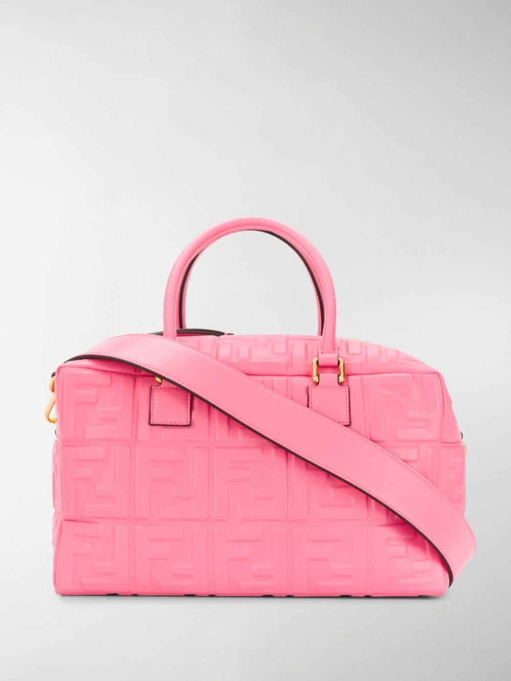 Fendi Leather Boston Small Tote Bag in Pink - Lyst