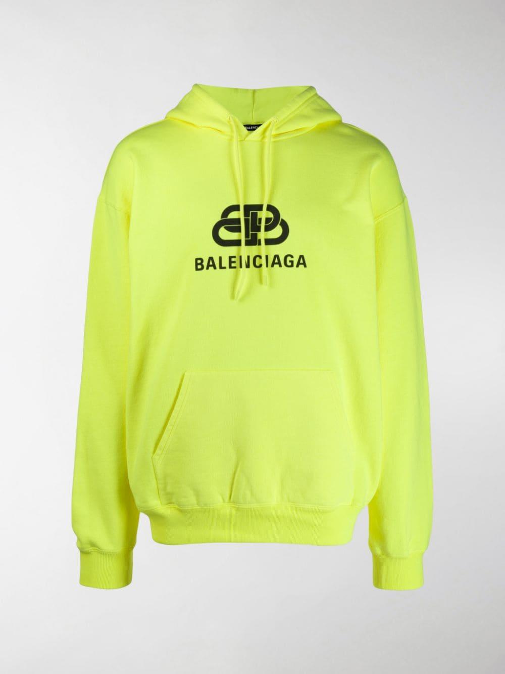 Balenciaga Cotton Bb Back Pulled Hoodie in Neon Yellow / Black (Yellow) for  Men | Lyst