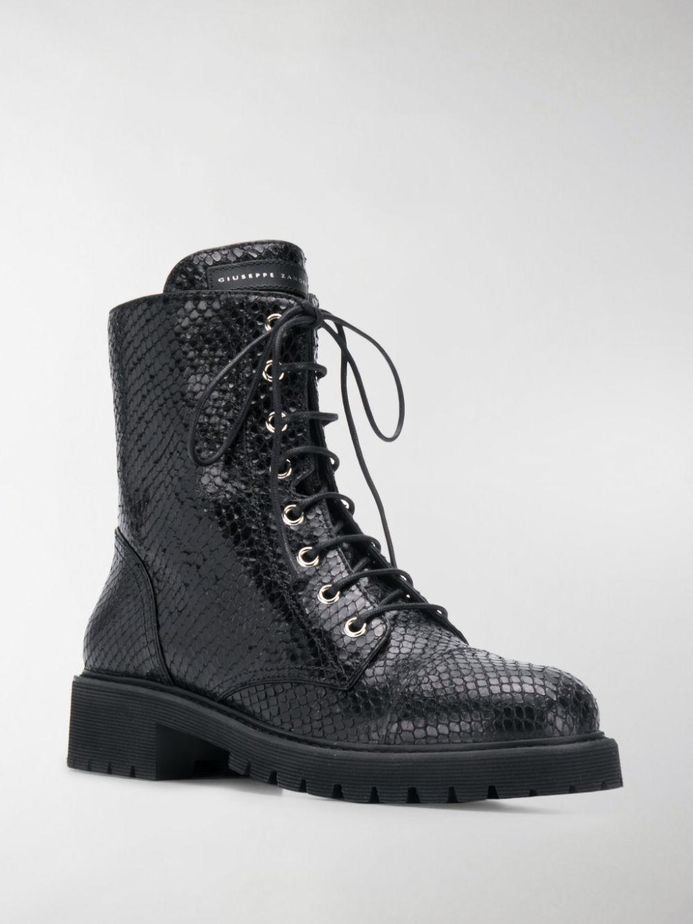 Giuseppe Zanotti Snakeembossed Leather Combat Boots in