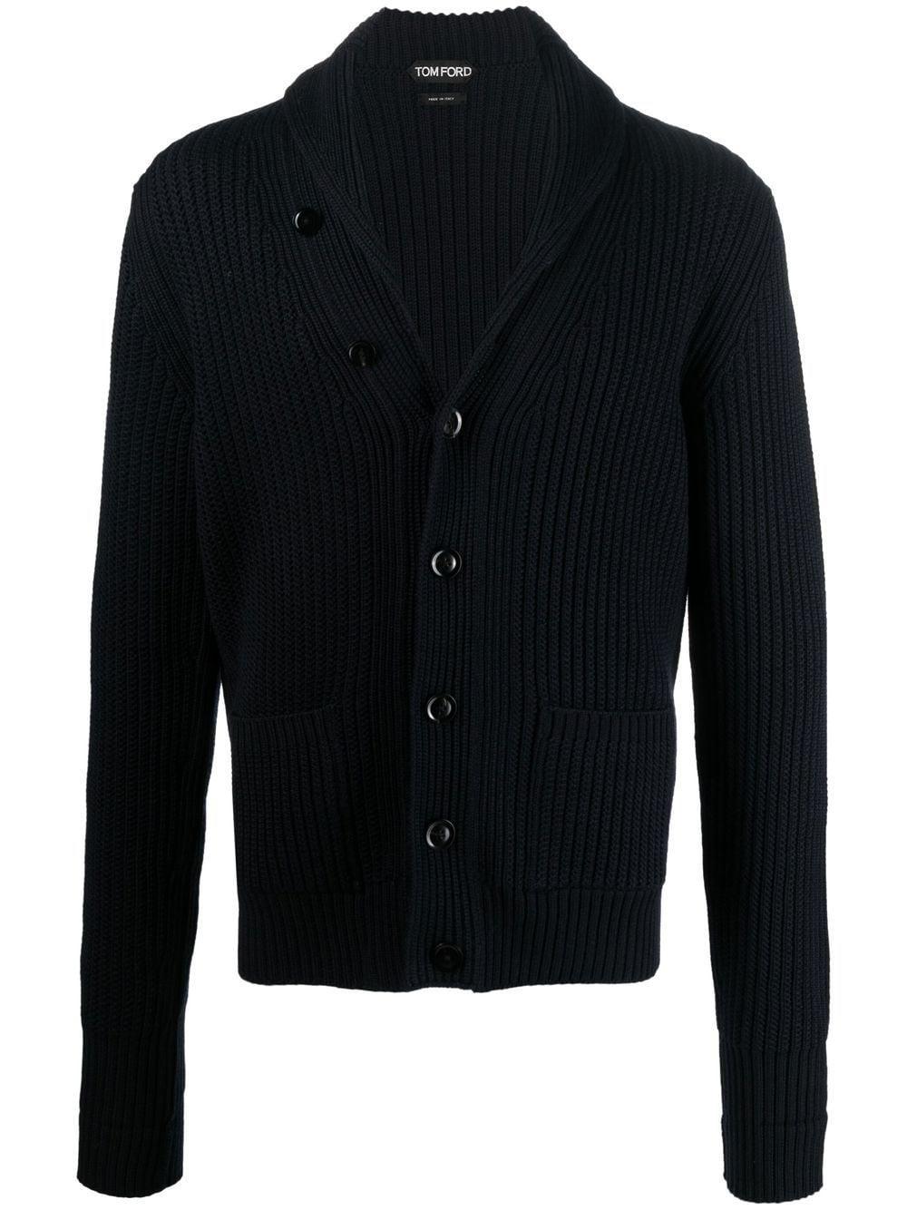Tom Ford Ribbed-knit Shawl-lapel Cardigan in Black for Men | Lyst