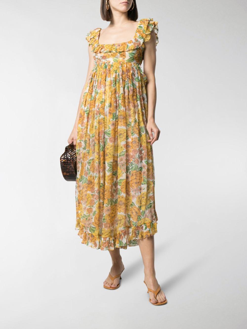 Zimmermann Silk Poppy Floralprint Midi Dress in Orange Lyst