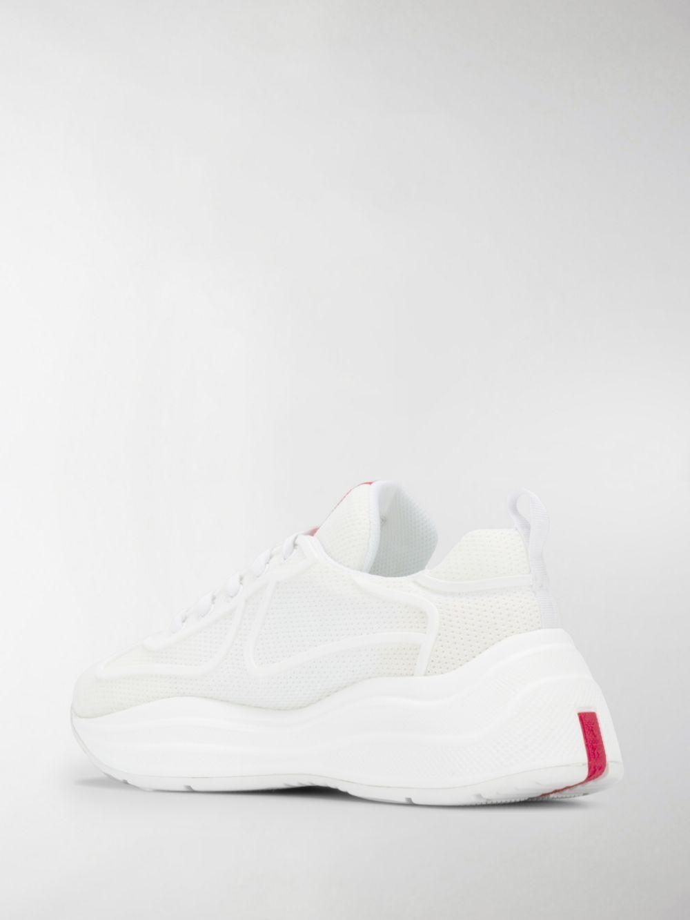 orange and white prada sneakers