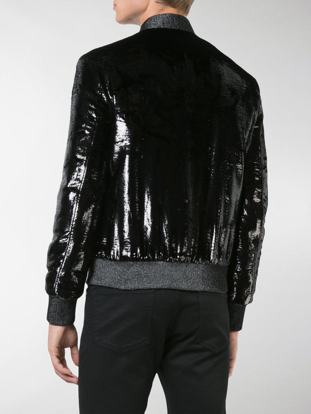 black shiny bomber jacket