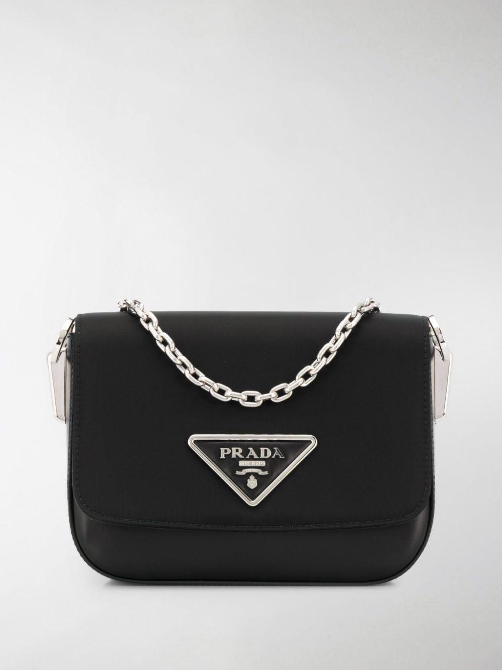 Prada Identity Logo-plaque Shoulder Bag in Black | Lyst Australia