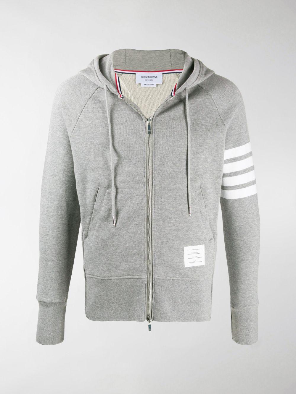 Thom Browne Engineered 4-bar Zip-up Jersey Hoodie in Grey (Gray) for ...