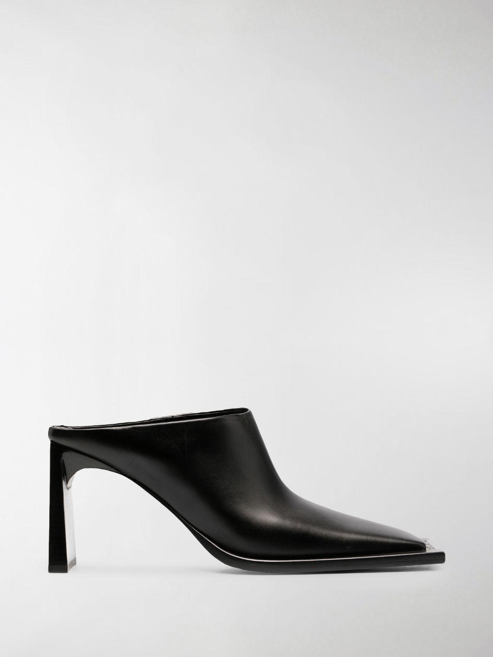 balenciaga square toe leather mules