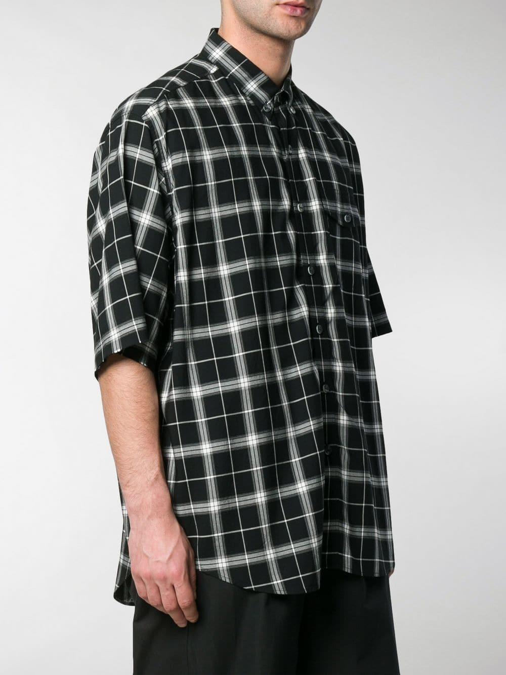 Balenciaga Shortsleeve Check Shirt in Black for Men Lyst
