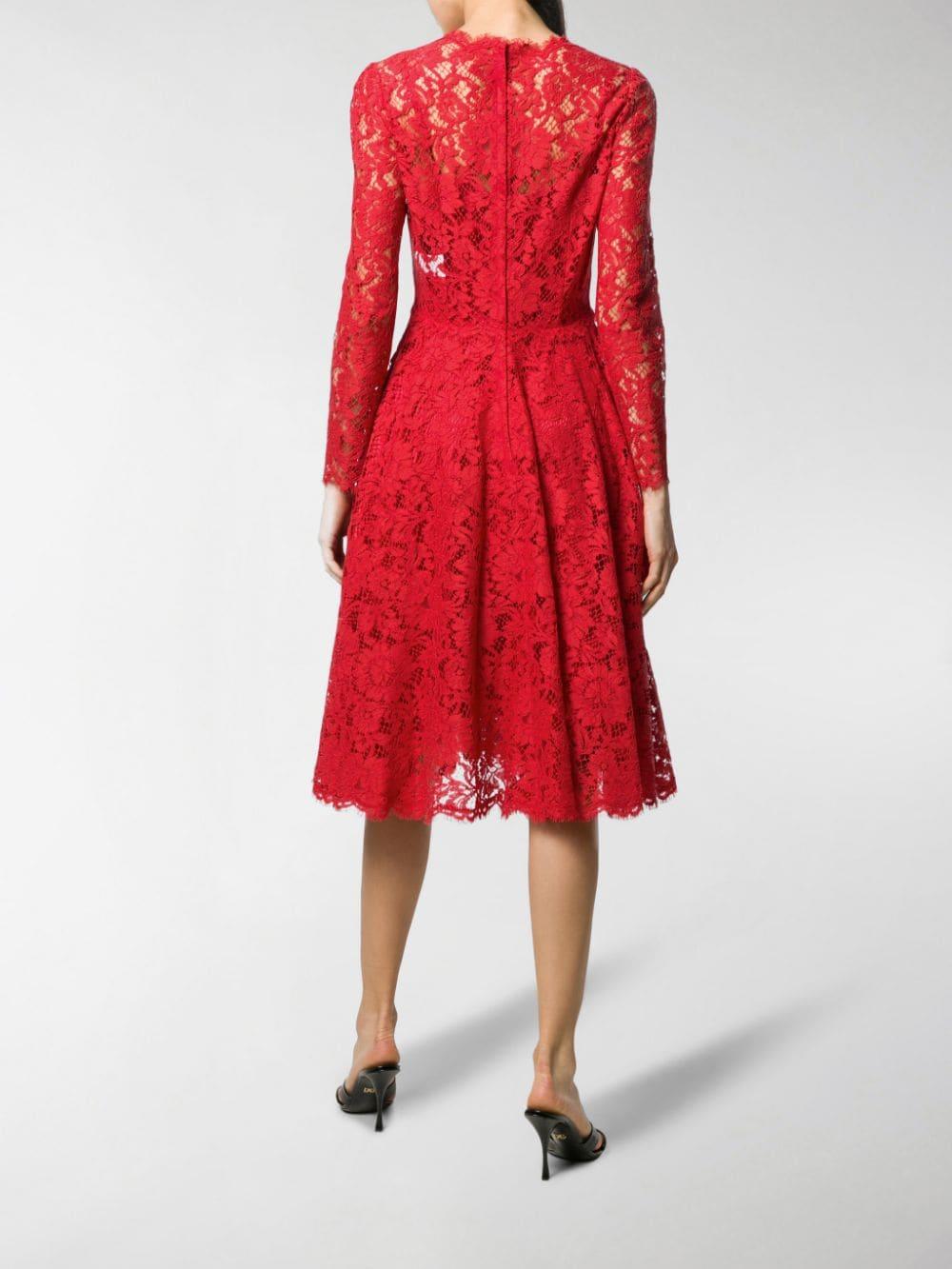 Dolce \u0026 Gabbana Lace Midi Dress in Red 