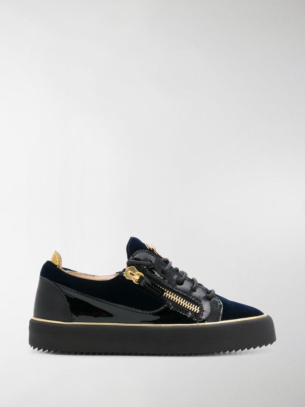 Giuseppe Zanotti Glynn Velvet Low Sneakers in Blue - Lyst