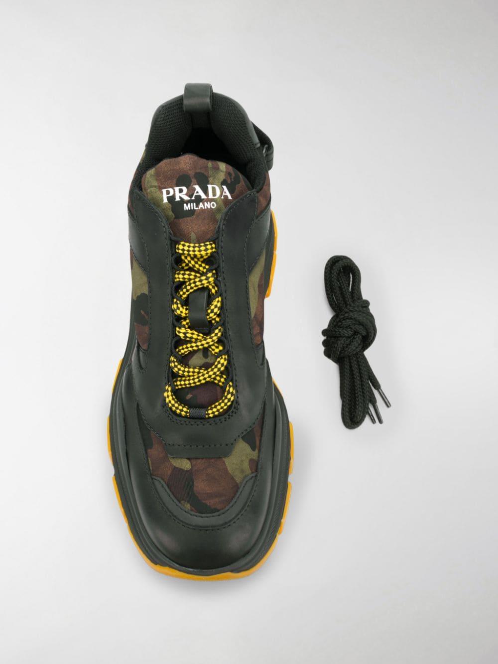 Prada Rubber Pegasus Chunky Sneakers in Black,Yellow,Khaki (Black) for Men  | Lyst