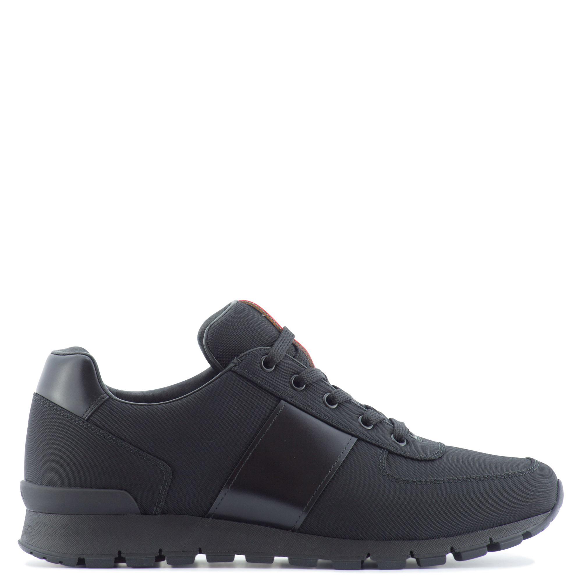 Prada Leather Low-Top Sneakers in Black for Men | Lyst