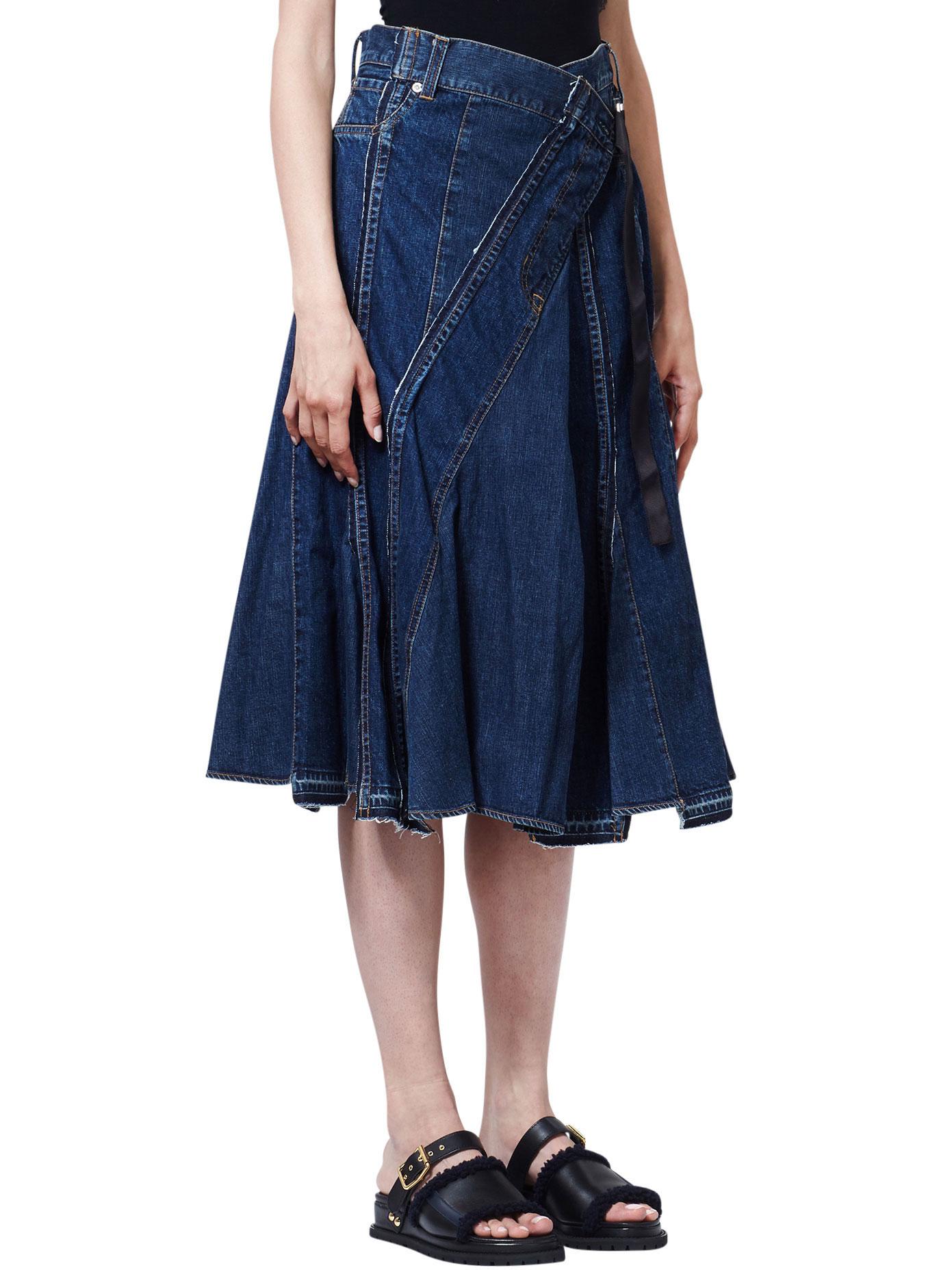Sacai Asymmetrical Denim Skirt in Blue - Lyst