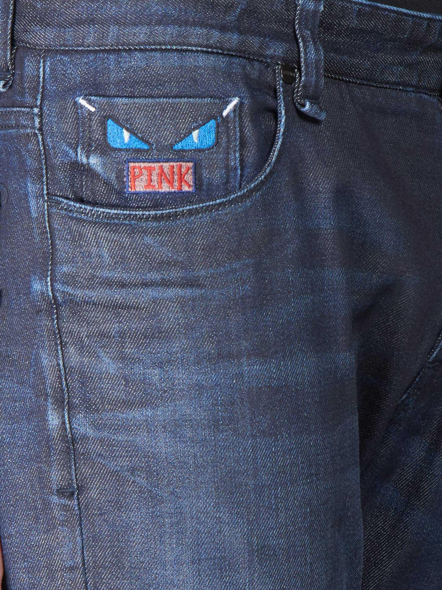 Fendi Monster Eyes Embroidered Jeans in Blue for Men | Lyst
