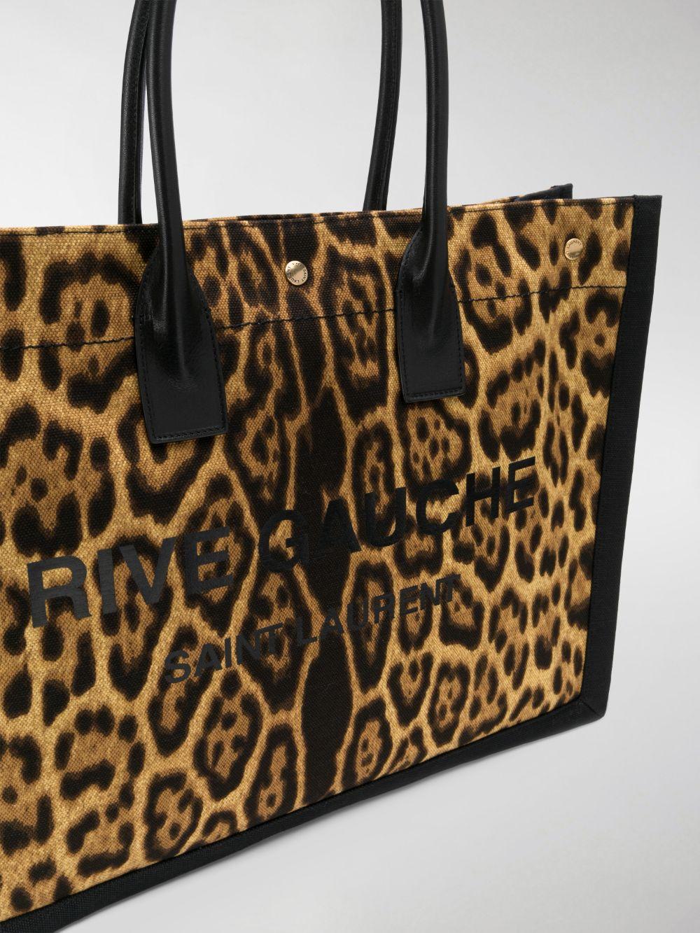 Saint Laurent Rive Gauche Leopard Print Canvas & Leather Tote in  Brown,Black,Beige (Brown) - Save 45% - Lyst