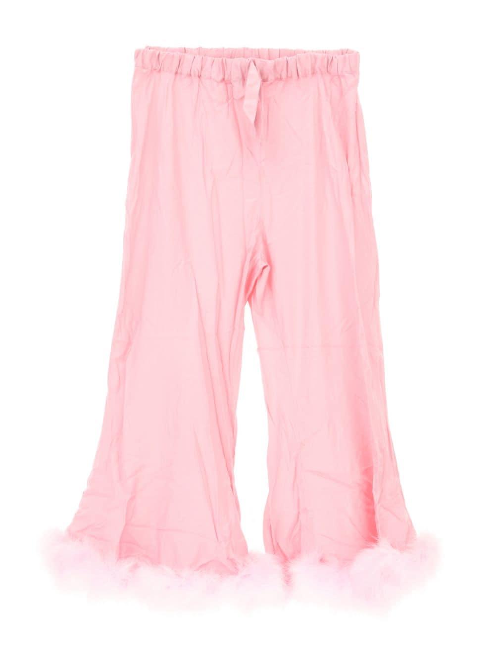 Sleeper Boudoir Feather-hem Trousers in Pink | Lyst