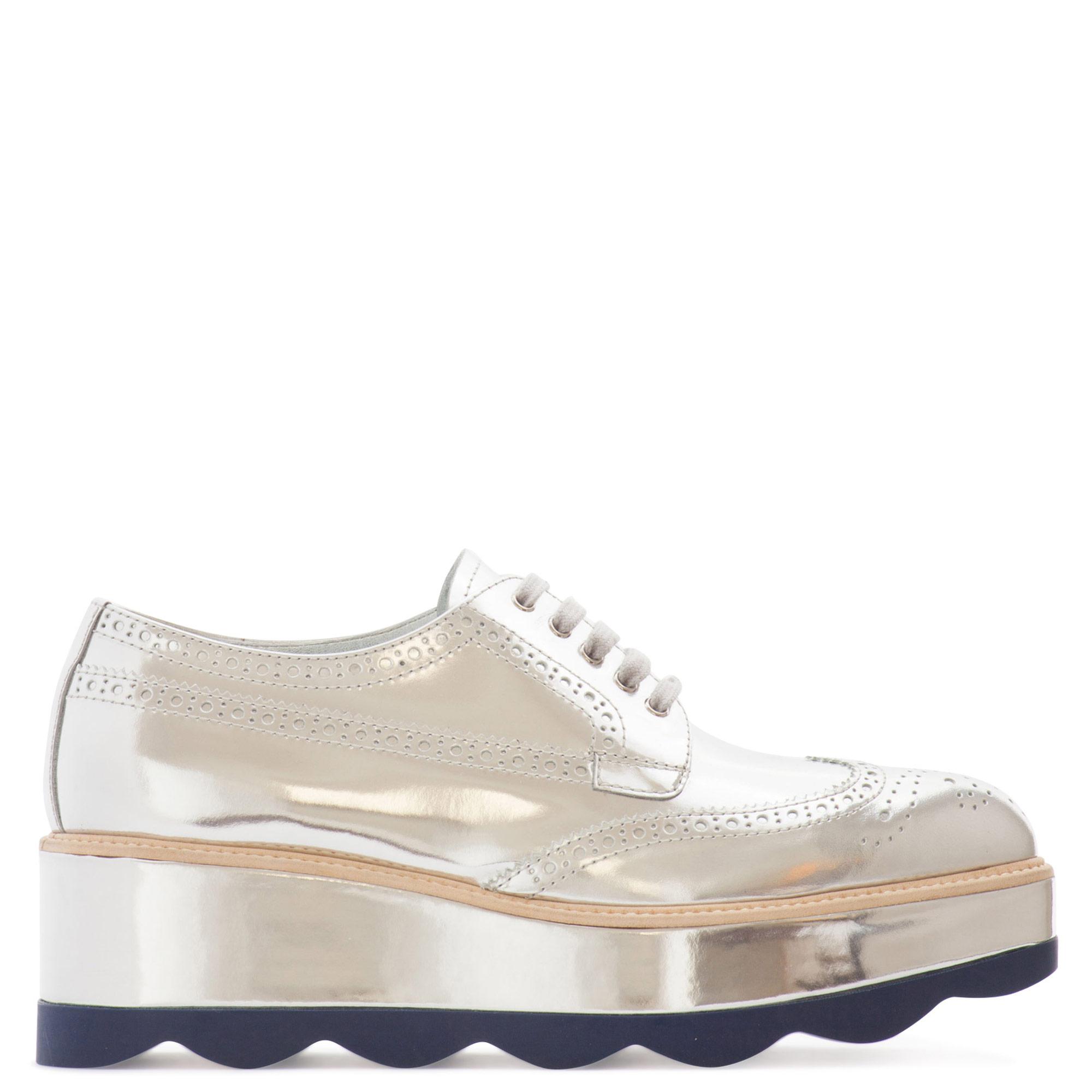 silver platform lace up shoes