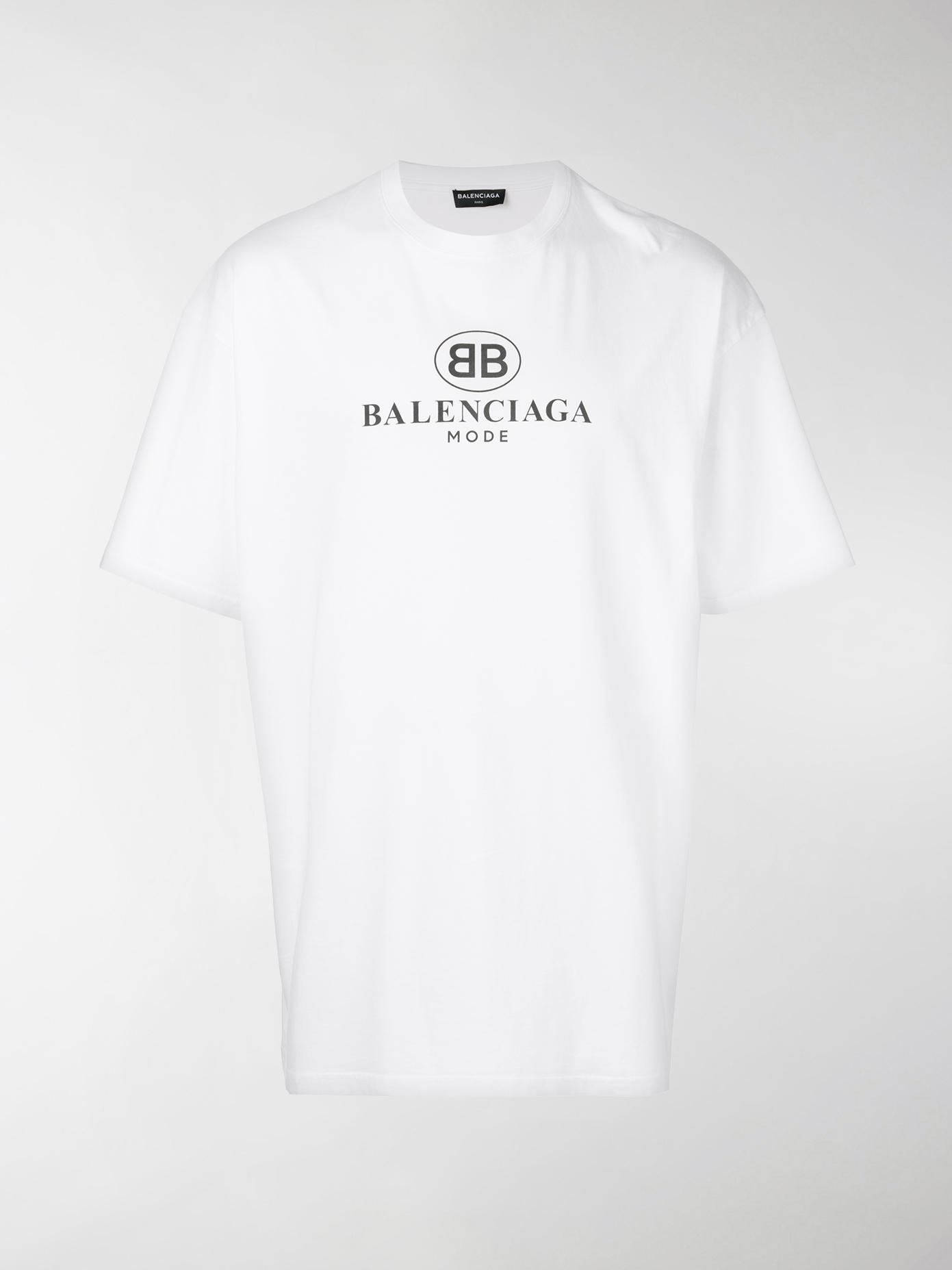 Balenciaga Cotton Logo T-shirt in White for Men - Lyst