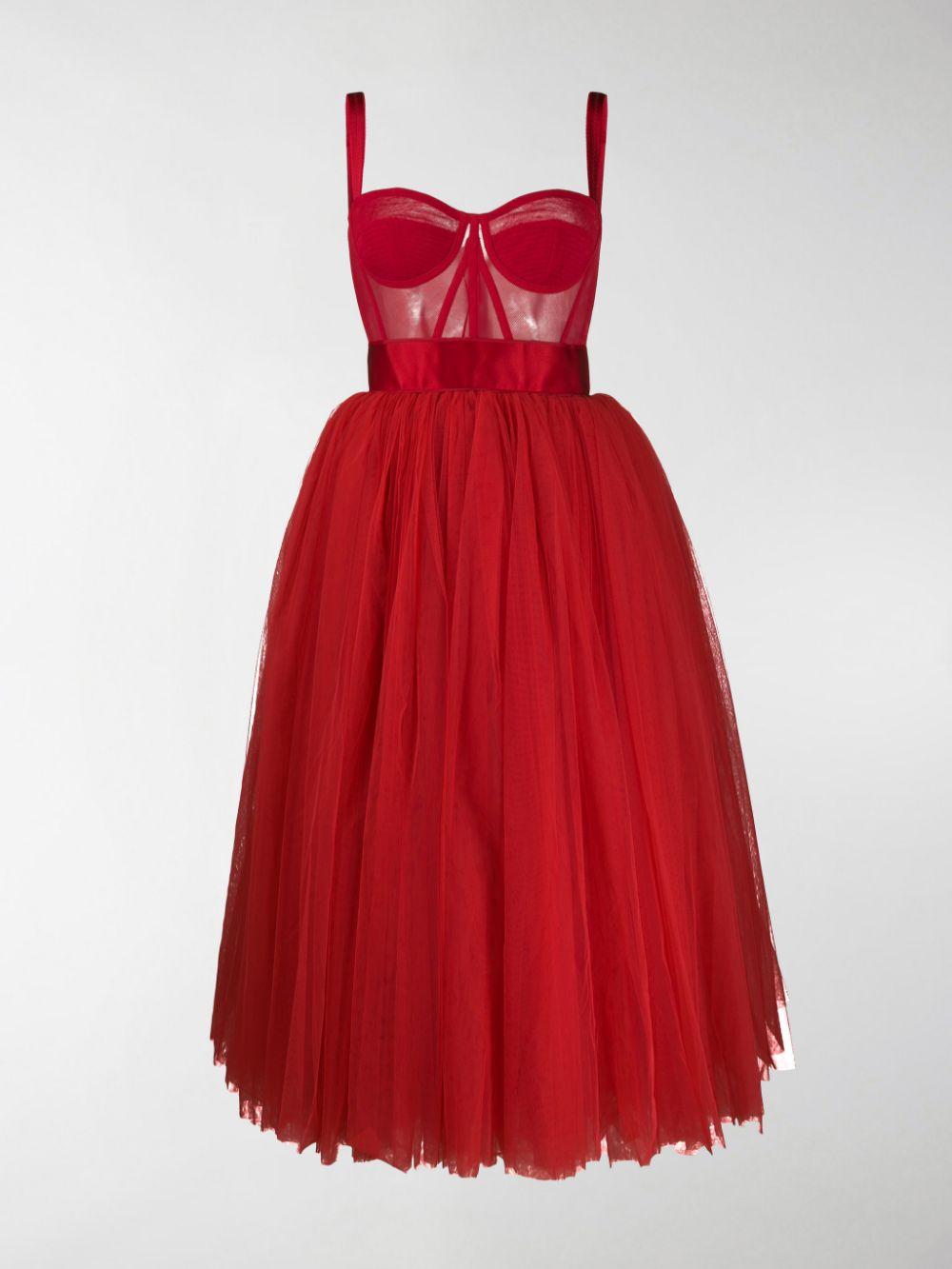 Dolce & Gabbana Tüll Bustier-Kleid aus Tüll in Rot | Lyst DE