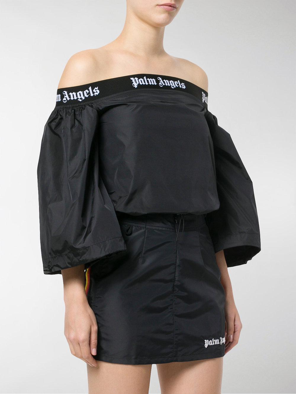 Palm Angels Off The Shoulder Crop Top in Black - Lyst