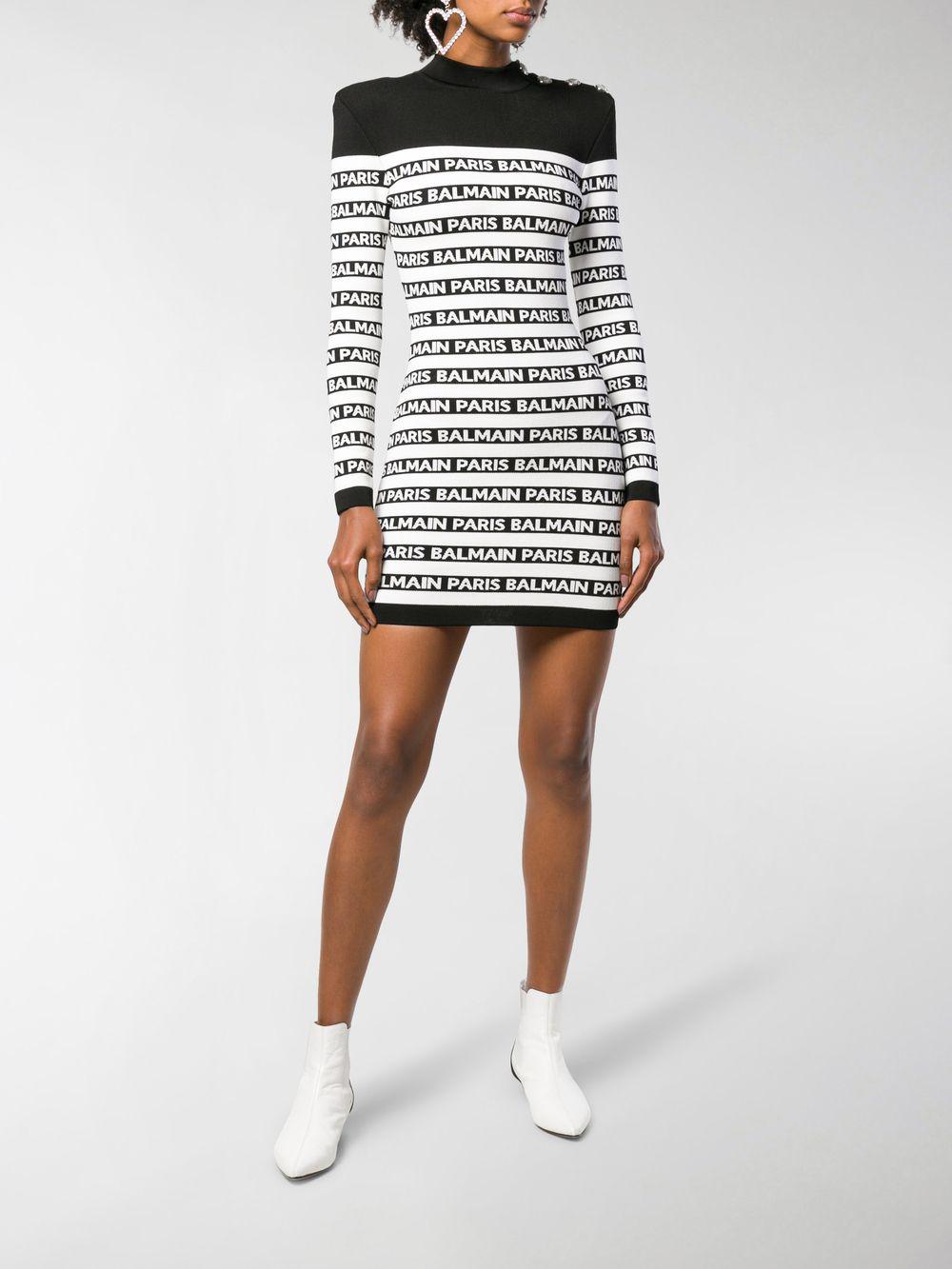 Balmain Allover Logo Long Sleeve Knit 
