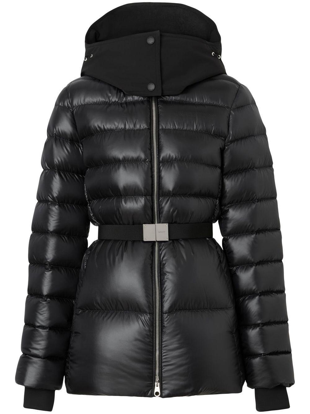 Burberry Contrast Hood Belted Puffer Jacket in Black - Save 41% | Lyst UK