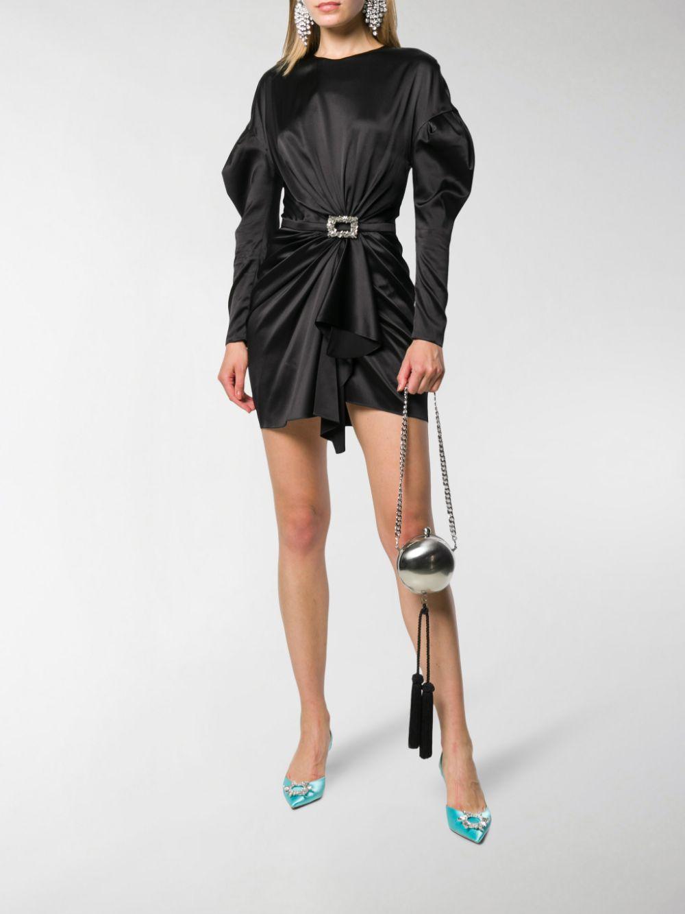 Alexandre Vauthier Silk Long Sleeve Ruched Mini Dress In Black Lyst