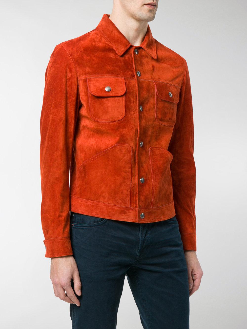 Tom Ford Fitted Suede Jacket in Yellow & Orange (Orange) for Men | Lyst