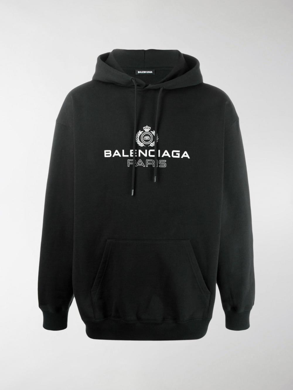 Balenciaga Logo Emblem Print Hoodie in Black for Men - Lyst