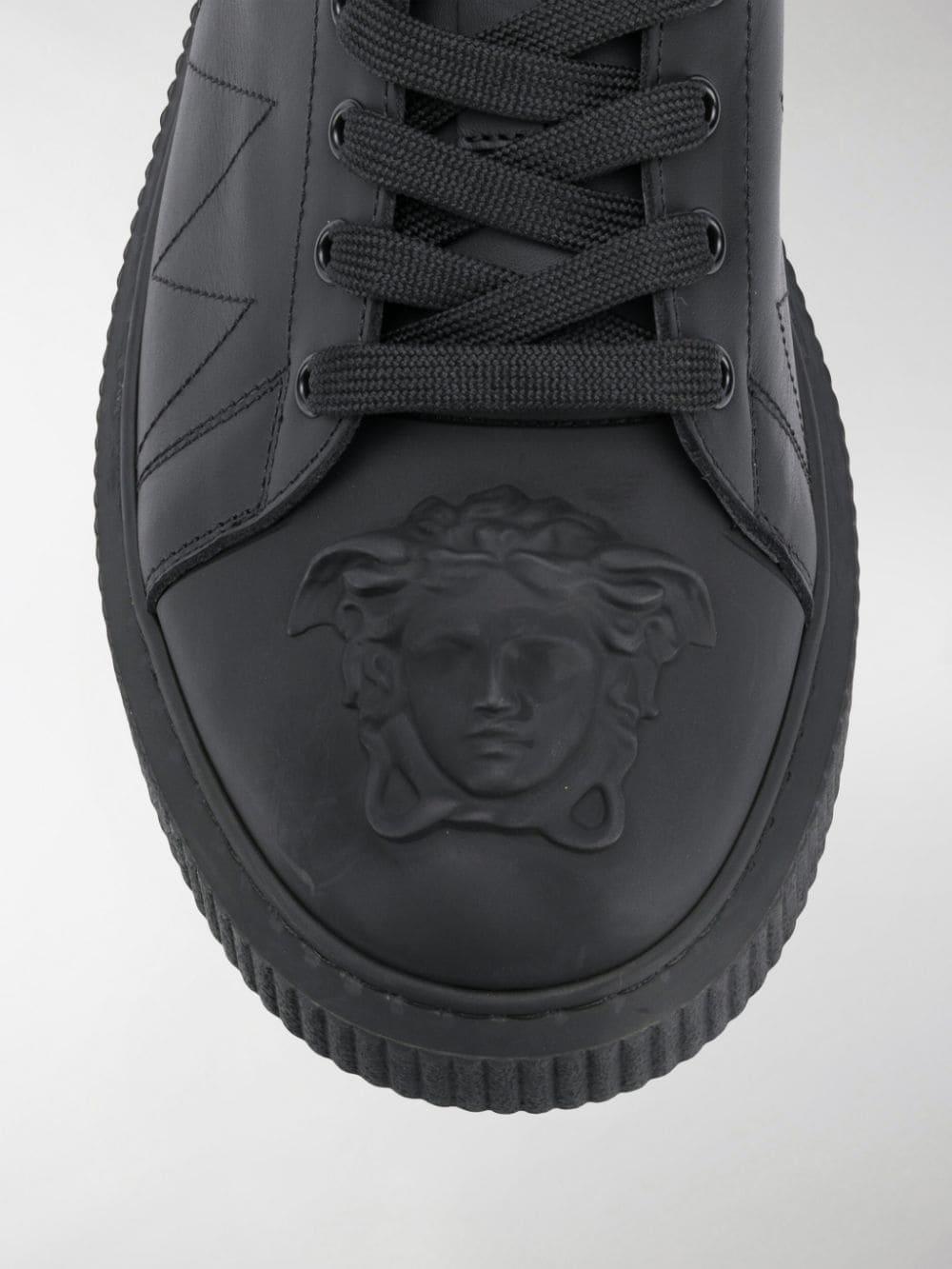Versace Leather Medusa Head Logo Sneakers in Black for Men - Lyst