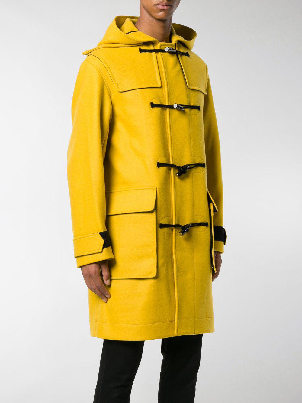 KENZO Virgin Wool Duffle Coat in Yellow & Orange (Yellow) for Men - Lyst