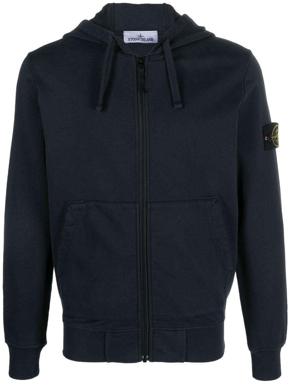 Stone Island Logo-patch Zip-up Hoodie in Blue for Men | Lyst
