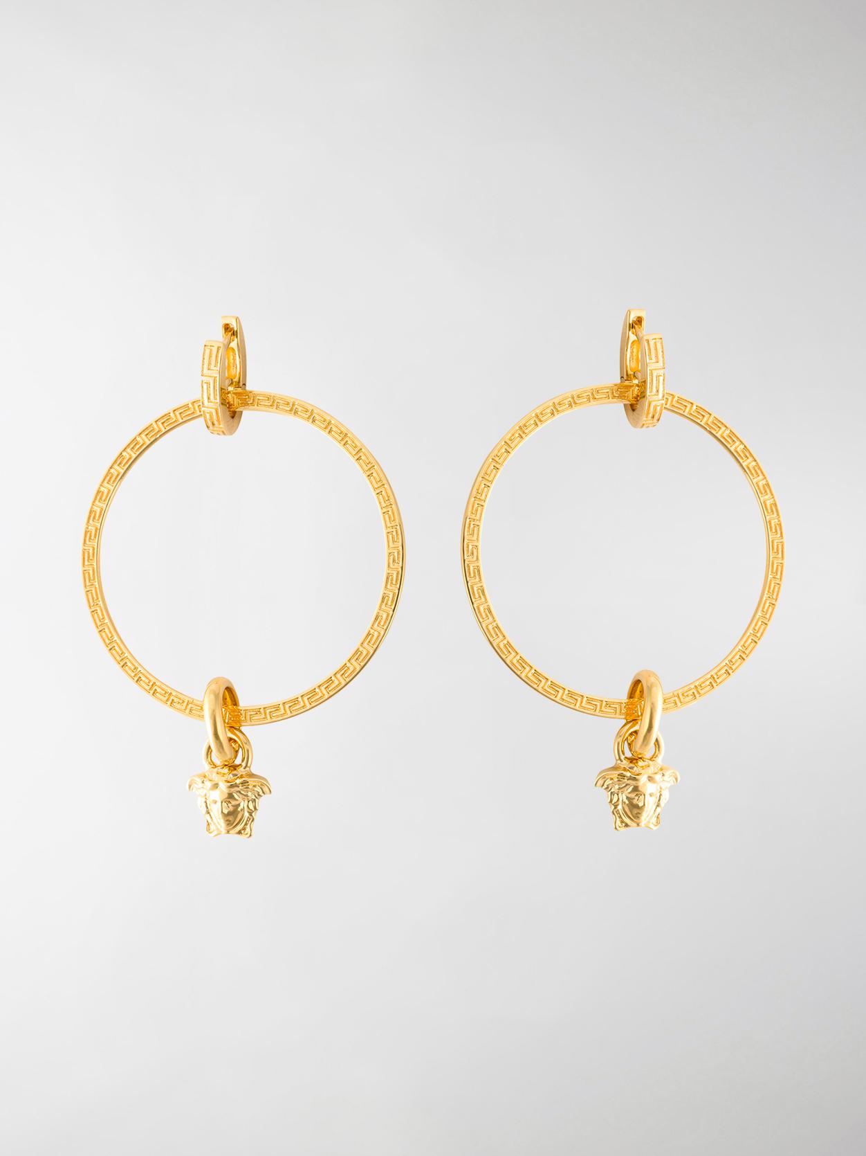 Lyst Versace Medusa Hoop Earrings in Metallic