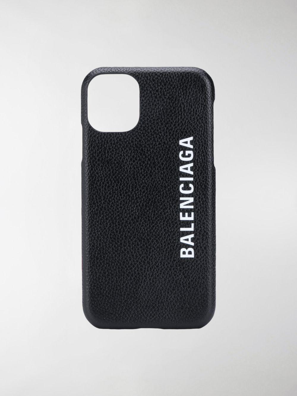 Balenciaga Printed Texturedleather Iphone 11 Case in Black Save 40