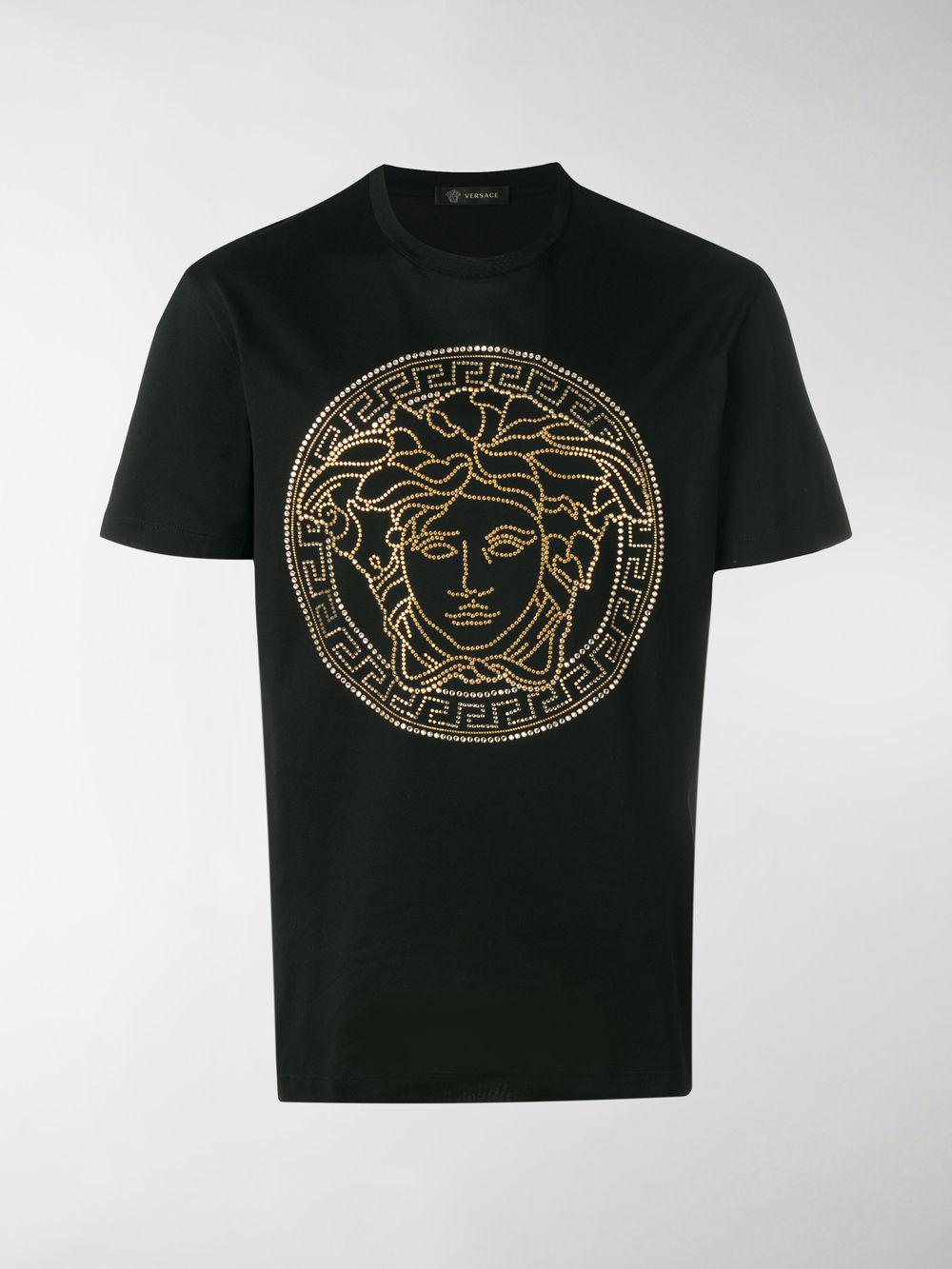 Versace Medusa Crystal-embellished T-shirt in Black for Men | Lyst