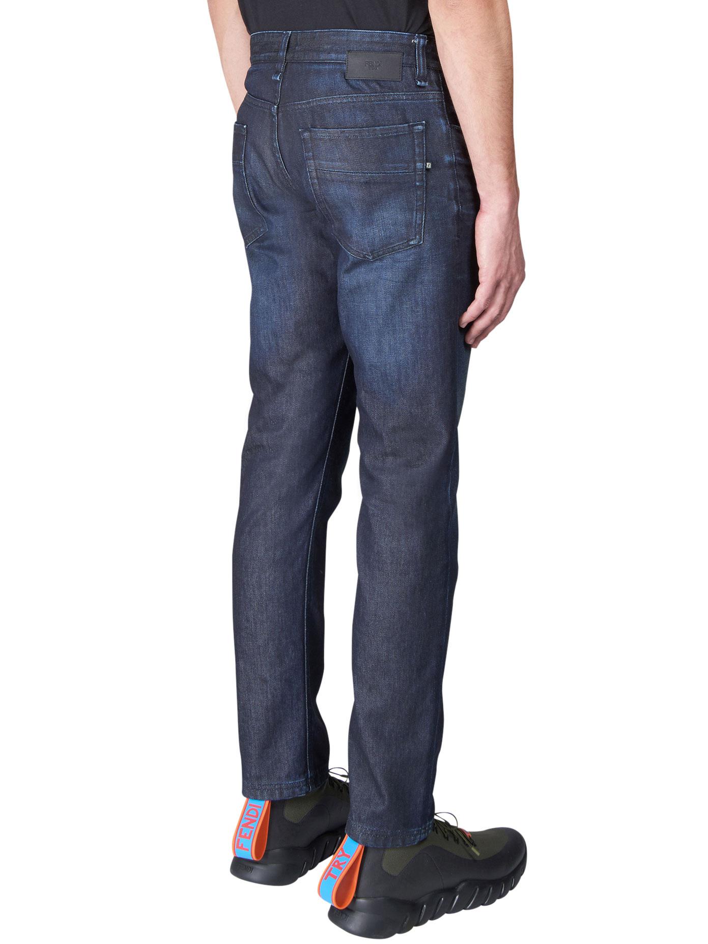 Fendi Monster Eyes Embroidered Jeans in Blue for Men | Lyst