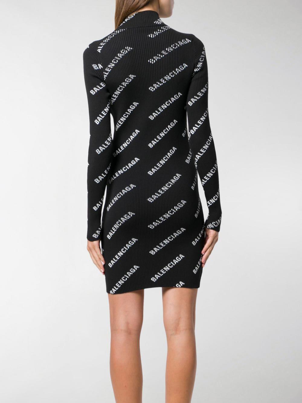 Balenciaga Logo-print Dress in Black - Lyst