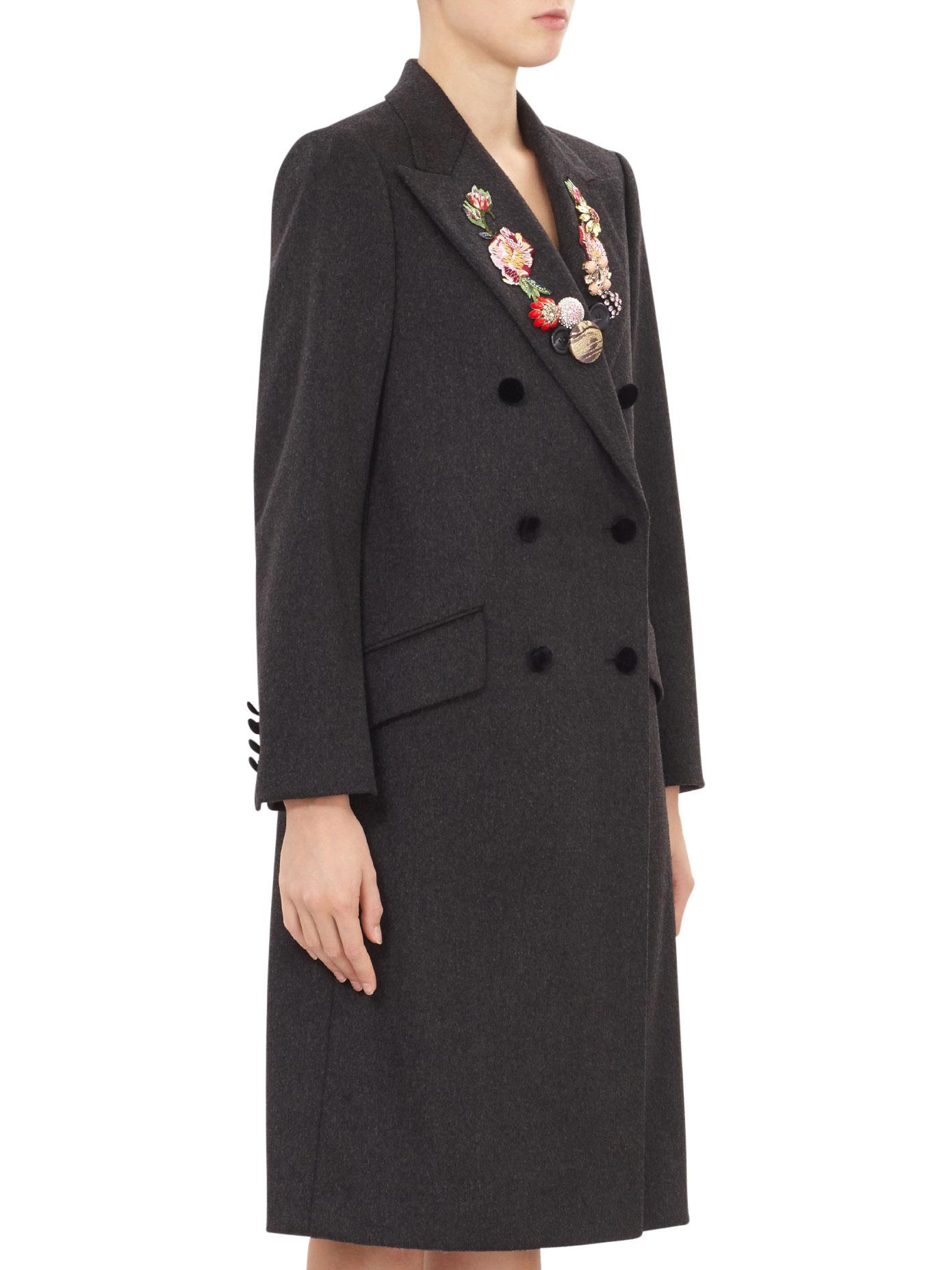Lyst - Dolce & Gabbana Embellished Wool And Cashmere Coat in Gray