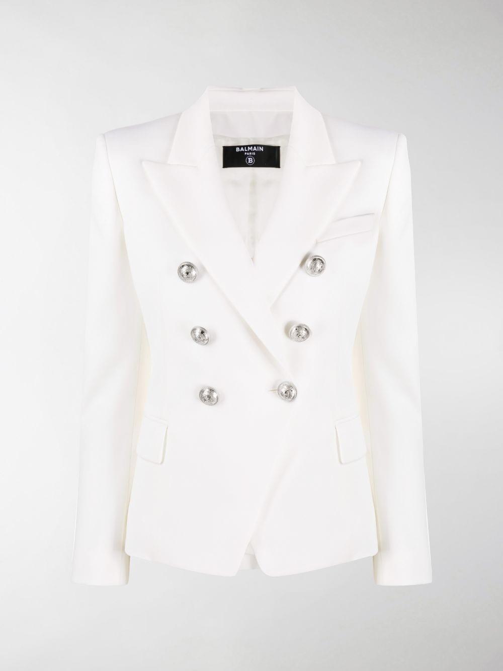 Balmain Doublebreasted Blazer in White Lyst