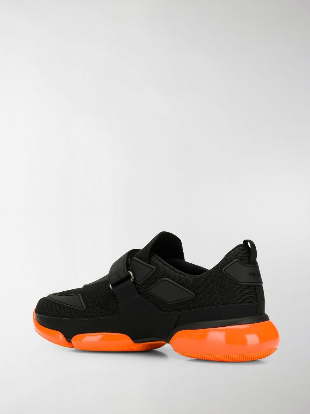 Prada Black And Orange Cloudbust Sole Detail Sneakers for Men | Lyst