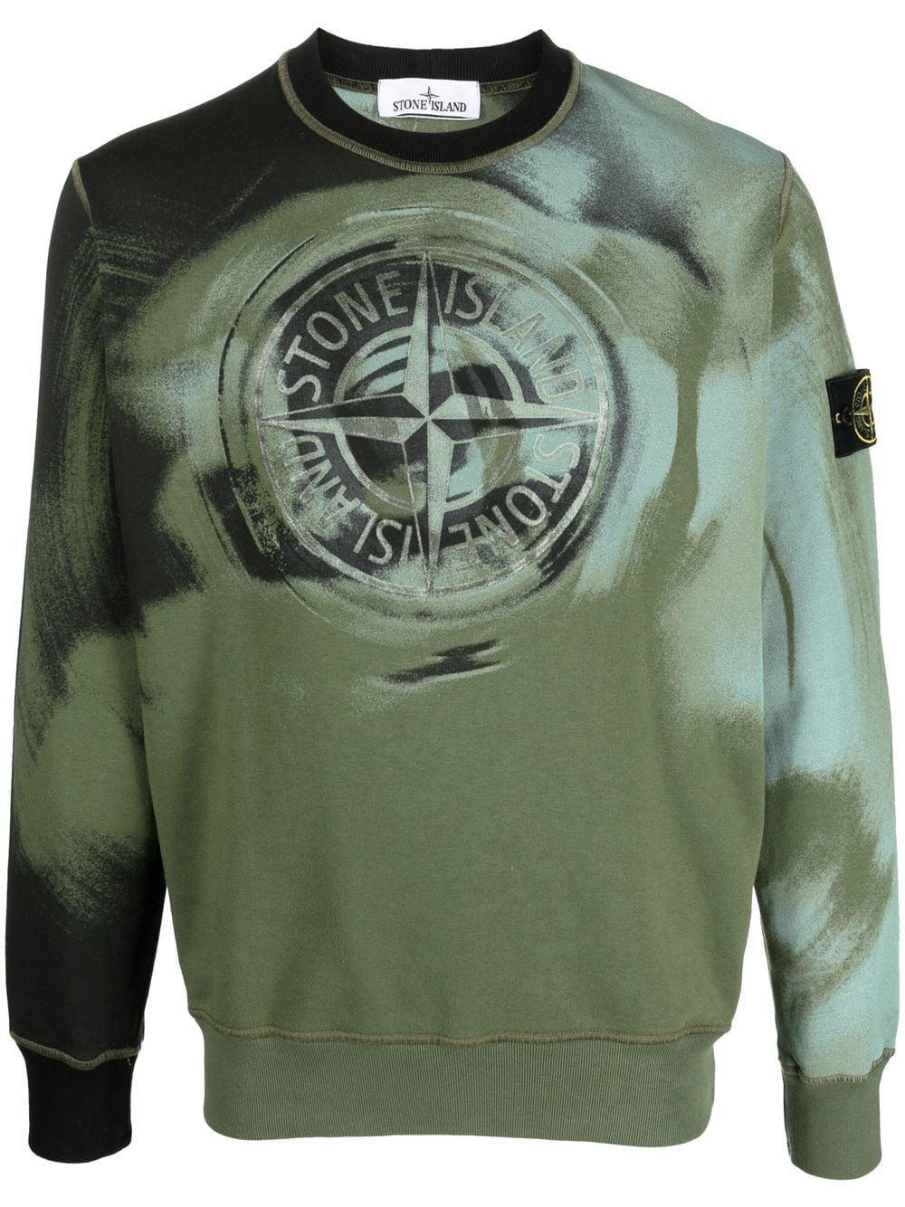 Stone Island Cotton Logo-print Long-sleeve Sweatshirt in Green for Men -  Save 25% | Lyst