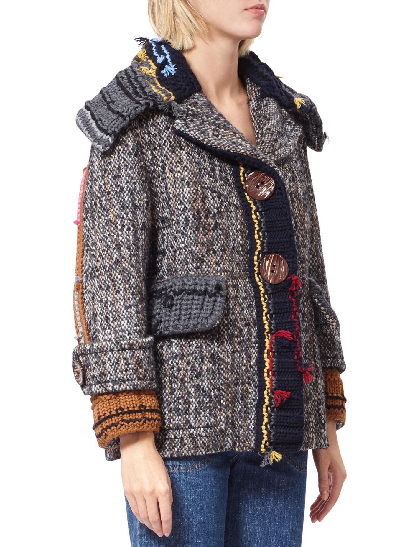 composition of wool Lyst Blend Prada Mohair Wool Peacoat And Detail Knit composition of wool Lyst Blend Prada Mohair Wool Peacoat And Detail Knit