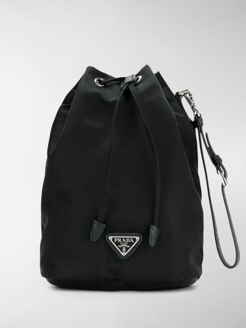 Prada Leather Black Nylon Pouch Bag - Lyst