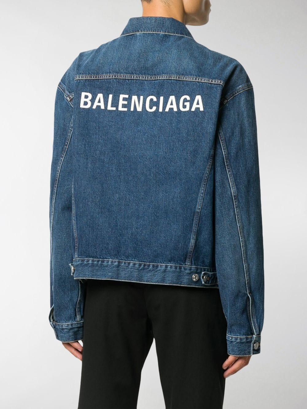 Balenciaga Logo-embroidered Denim Jacket in Blue for Men - Lyst