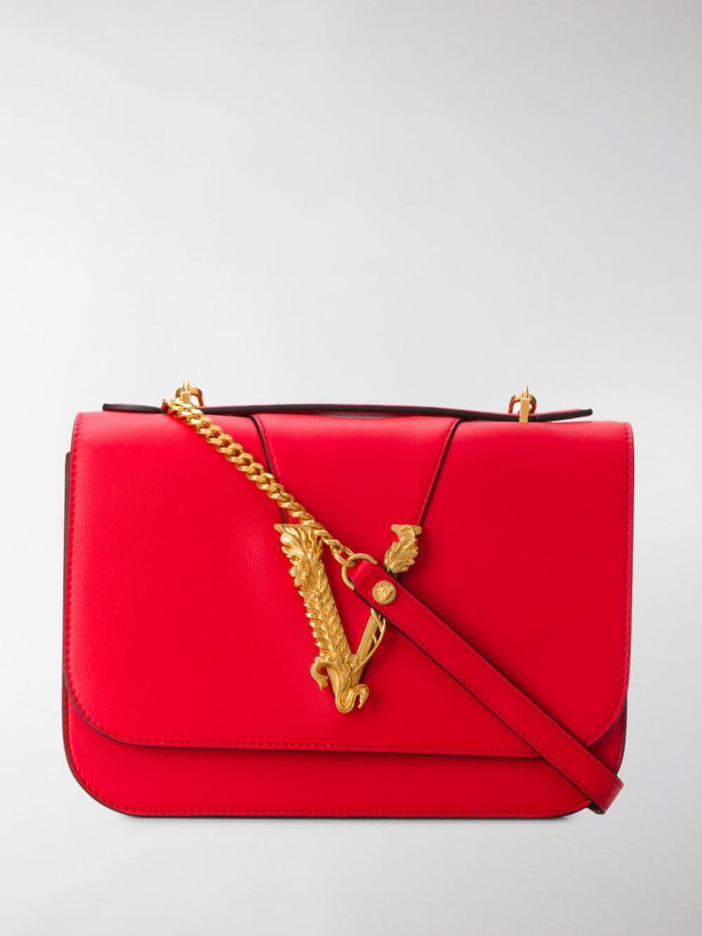 Versace Virtus Shoulder Bag in Red | Lyst
